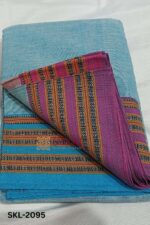 PATTEDA ANCHU PURE COTTON HANDWOVEN SAREE WITH GAADI DADI BORDER