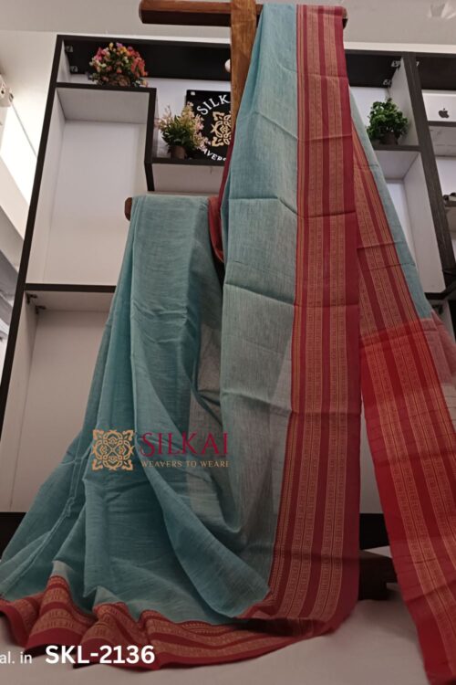 Patteda Anchu Pure Cotton With Gaadi Dhadi Border Saree