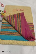 PATTEDA ANCHU PURE COTTON HANDWOVEN SAREE WITH GAADI DADI BORDER