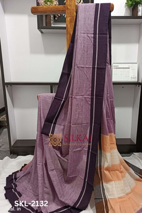 Patteda Anchu Pure Cotton With Gaadi Dhadi Border Saree