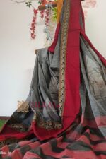 NARAYAN PETH PLAIN COTTON SAREE WITH PATTI PALLU