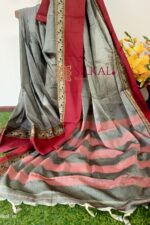 NARAYAN PETH PLAIN COTTON SAREE WITH PATTI PALLU