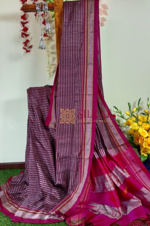 Ilkal Handloom Viscose Cotton Silk Chikki Paras Border Saree