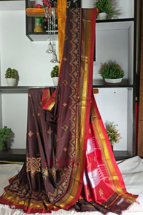 Ilkal Semi Silk With Kasuti Saree
