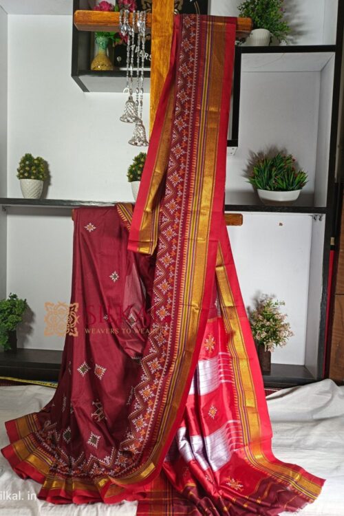Ilkal Semi Silk With Kasuti Saree