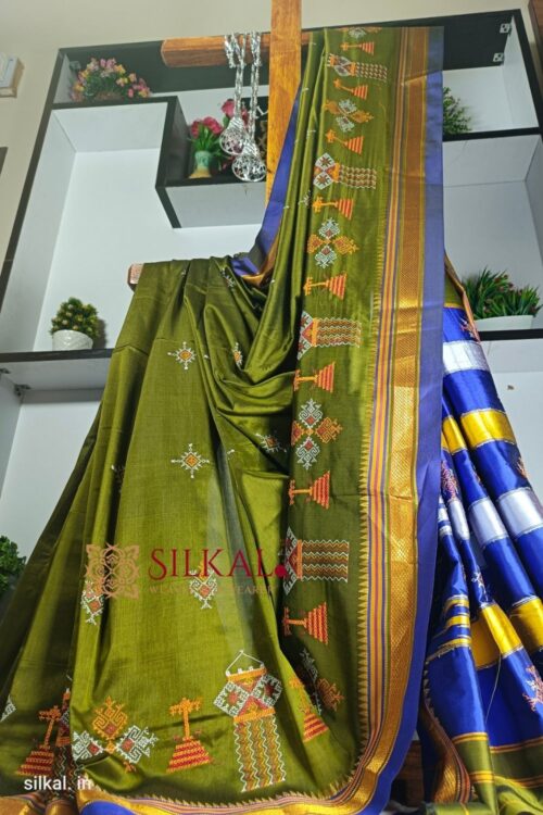 Ilkal Semi Silk With Kasuti Saree