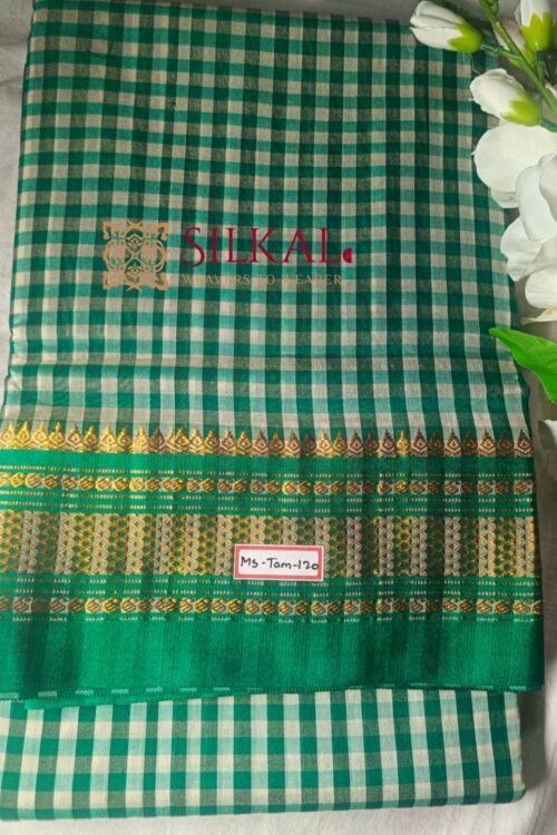 Ilkal Small Check Cotton Silk Saree