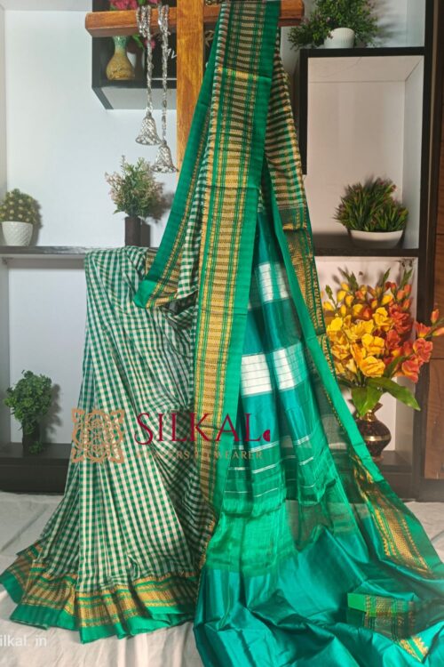 Ilkal Small Check Cotton Silk Saree