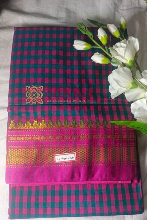 Ilkal Small Check Cotton Silk Saree