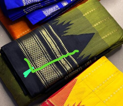 Horizontal Jari Patti Big Temple Border Ilkal Saree
