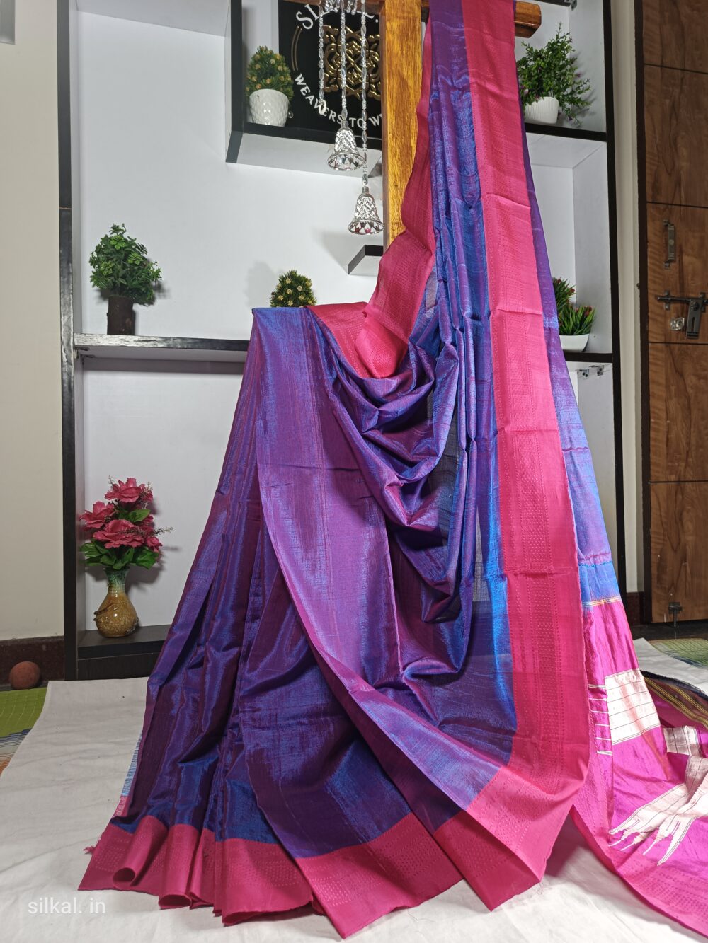 Ilkal Handloom Viscose Cotton Silk Chikki Paras Border Saree